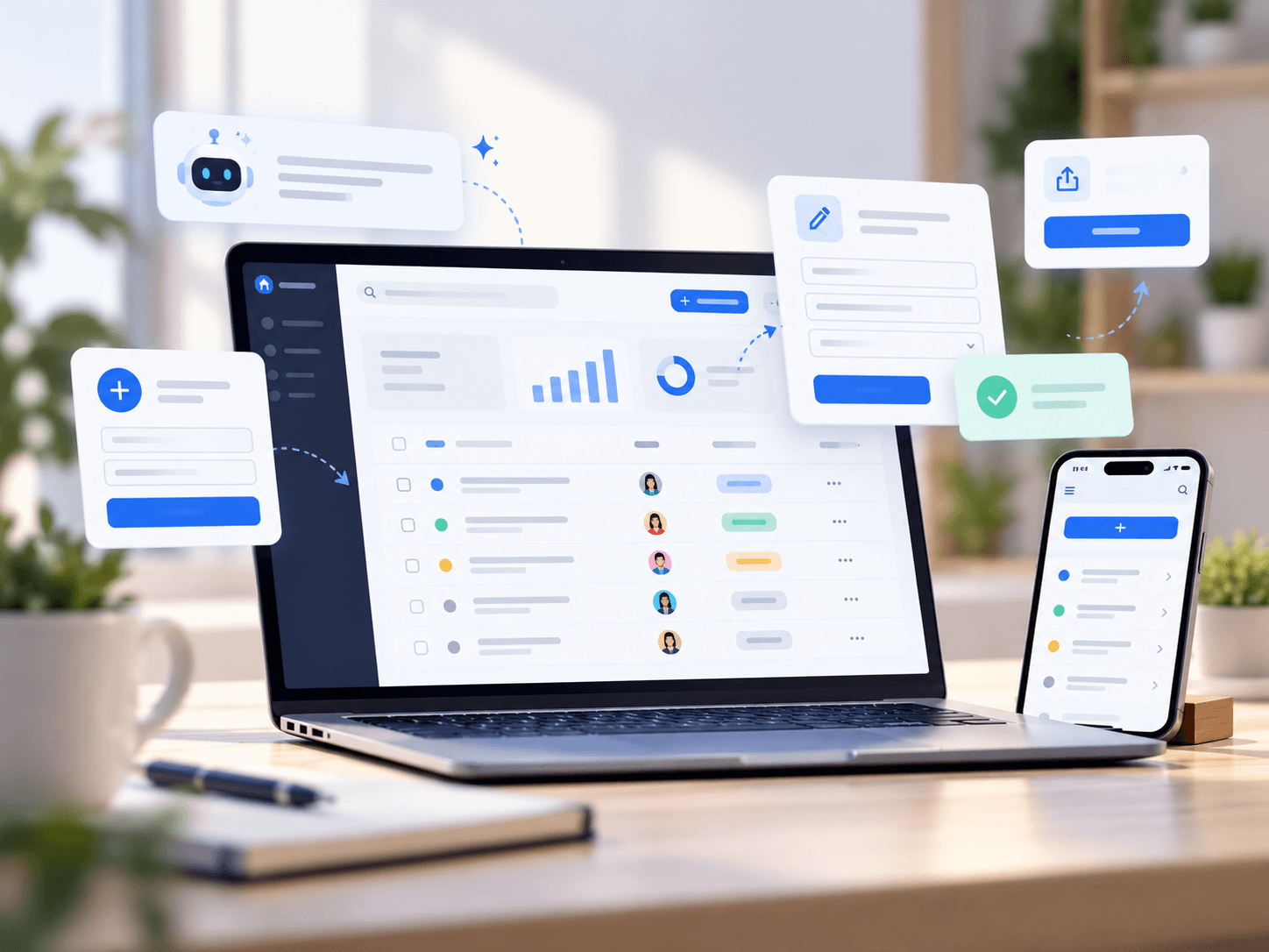 Persona construyendo una aplicación web guiada con inteligencia artificial.